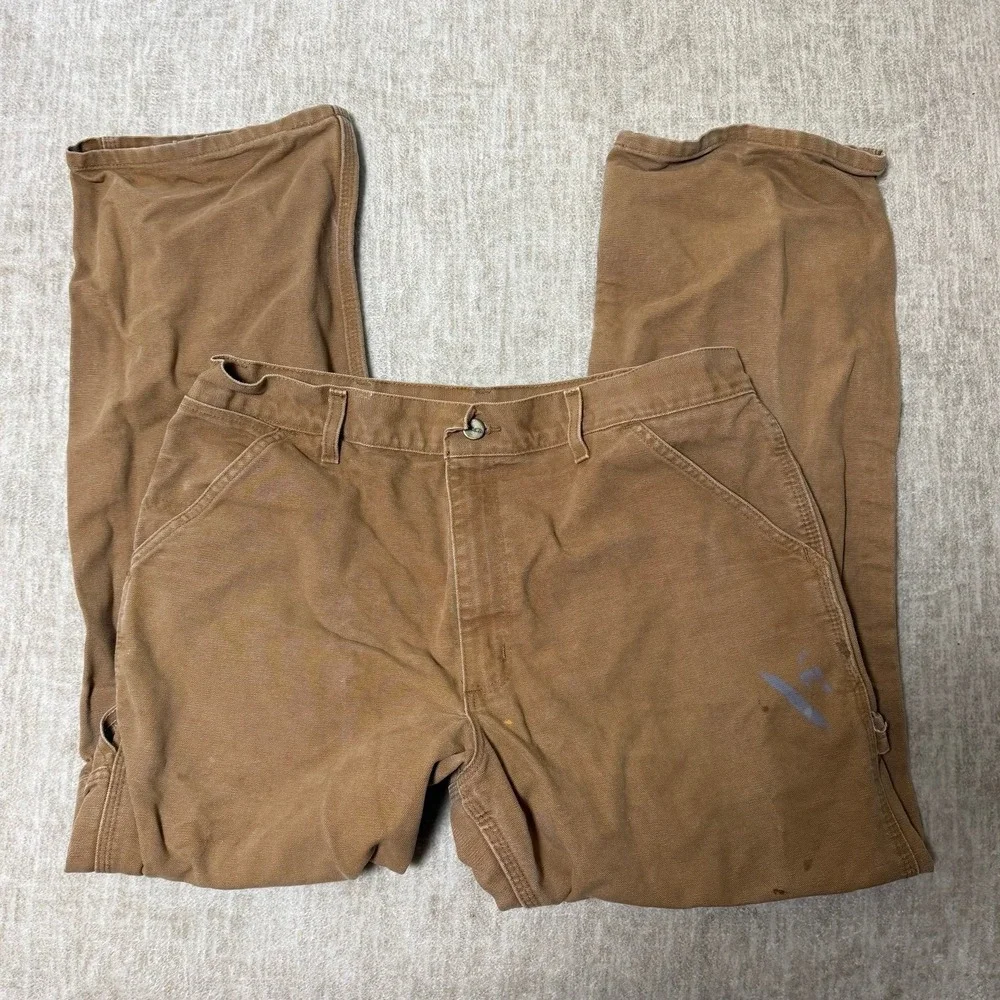 Vintage Carhartt B11 BRN Duck Canvas Work Dungaree Pants Brown 36x30 Carpenter
